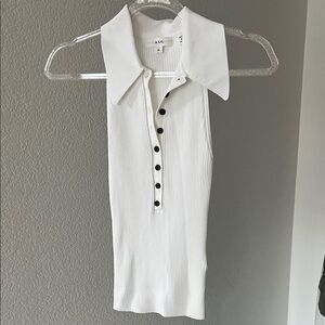A.L.C. White Sleeveless Ribbed Shirt